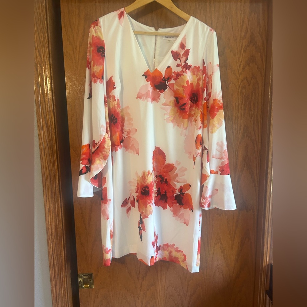Calvin Klein Red and Pink Floral Dress